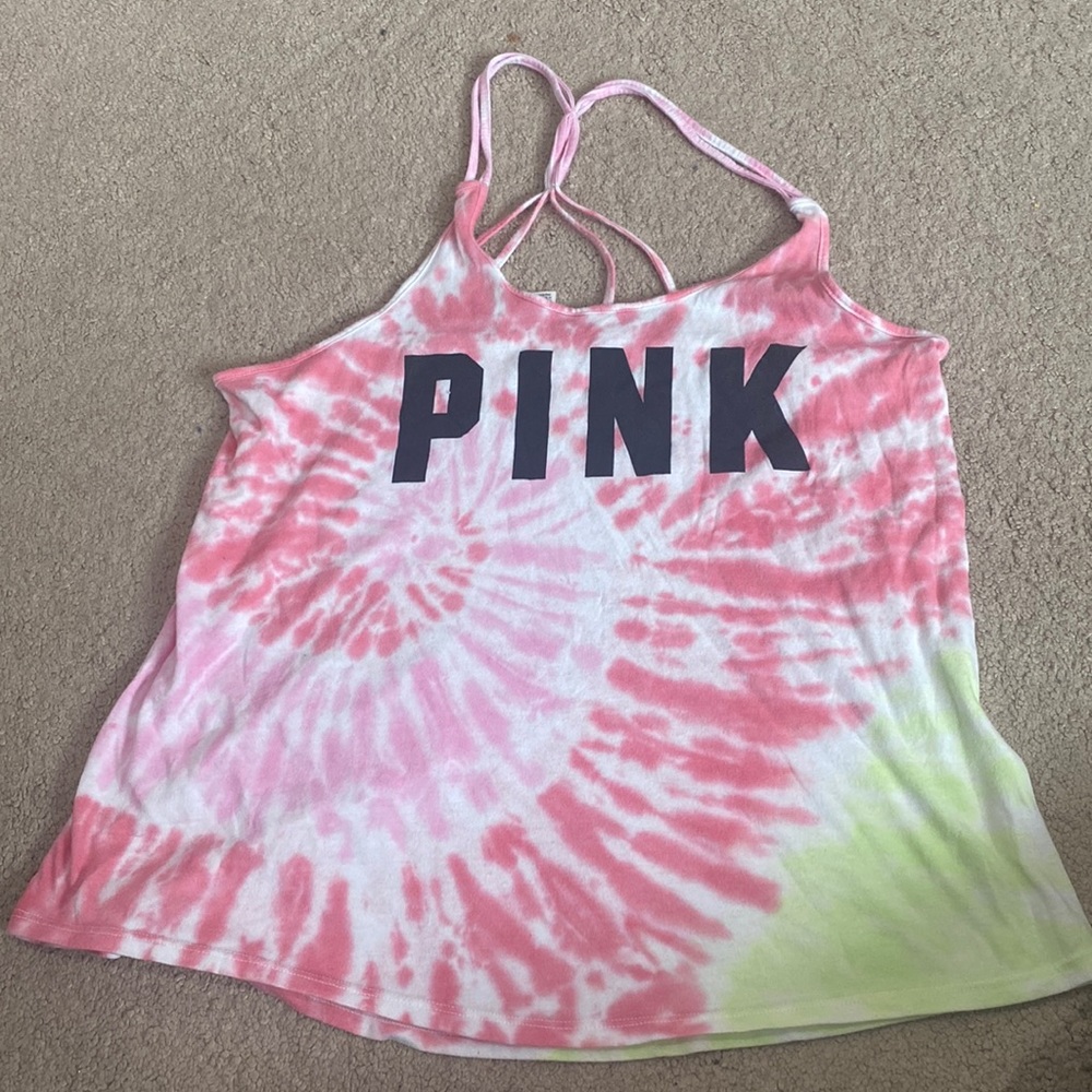 Pink tye dye loose fitting tank top